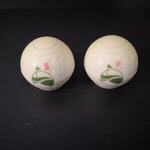 Golf Ball Shaped Plastic Salt & Pepper Shakers White w/ Dimples Collectable
